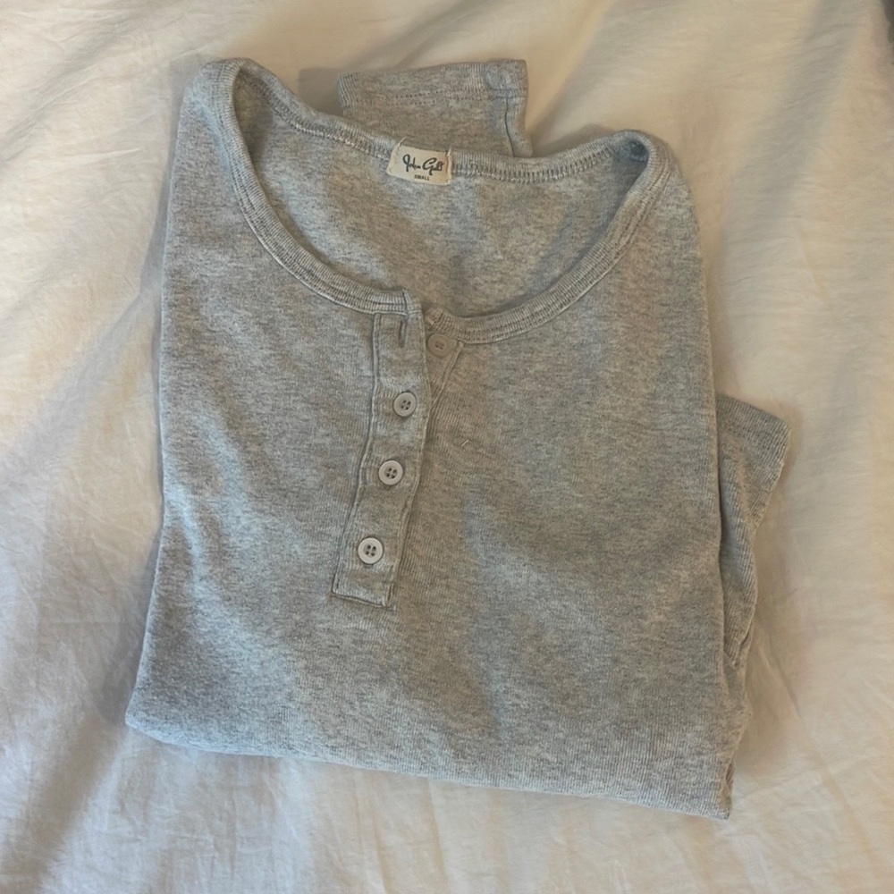 brandy melville heather grey button up long sleeve